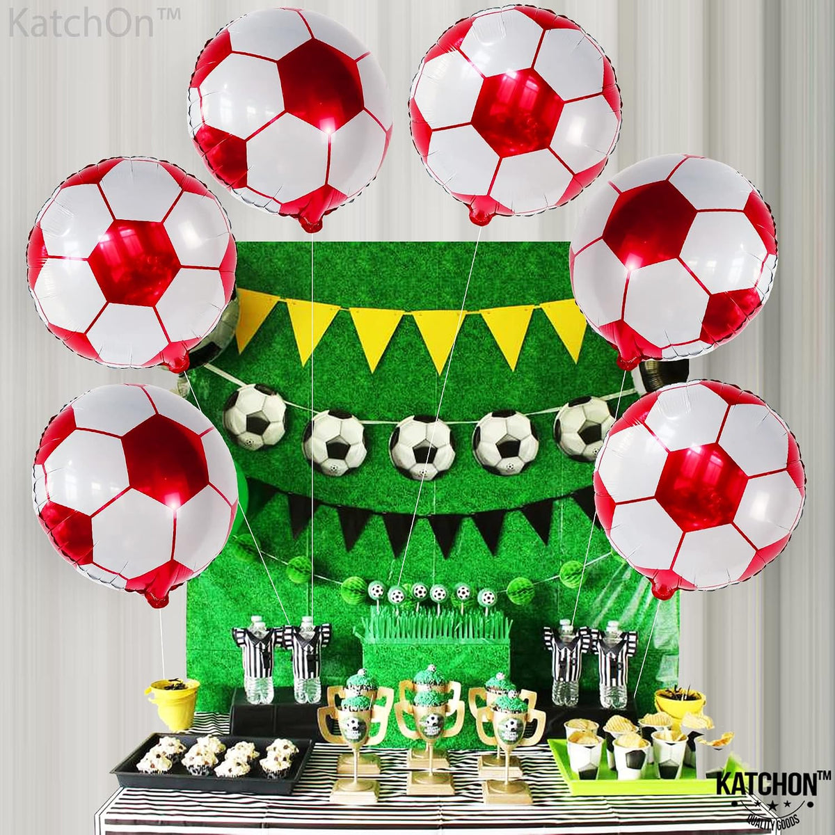 Red Soccer Balloons 18 Inch, Pack of 6