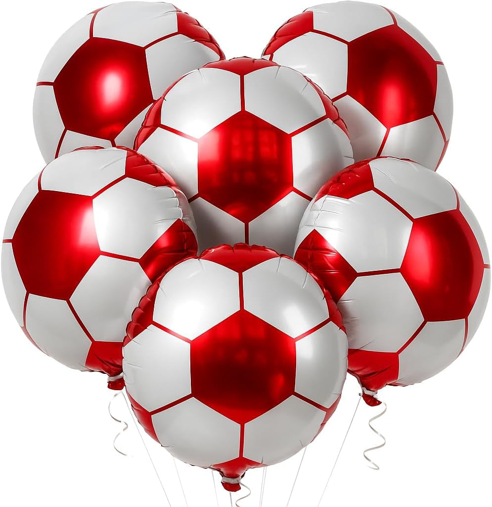 Red Soccer Balloons 18 Inch, Pack of 6