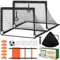 Children'S Portable Football Goals Set (2-Pack, 4X3Ft) - Foldable 450D Thick Oxfords Fabric Soccer Training Kit with Adjustable Agility Ladder, Soccer Ball, 6 Cones, Easy Assembly, Carry-Bag Ready, Skill-Enhancing