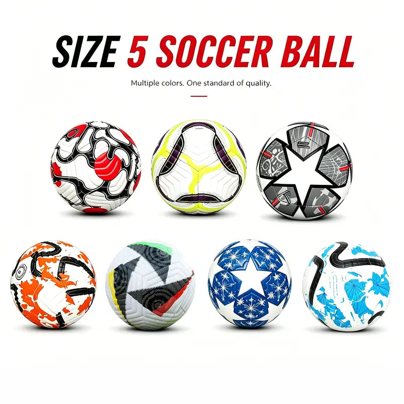Waterproof PU Soccer Ball,Size 5 Soccer Ball,Football Ball,Youth Training Ball,Professional Soccer Ball,Youth Soccer Ball,Thermo Seamless Soccer Ball,Winning Soccer Gear,Soccer Training Accessory,Soccer Header Trainer, Soccer Fan Accessory,Sports Gift