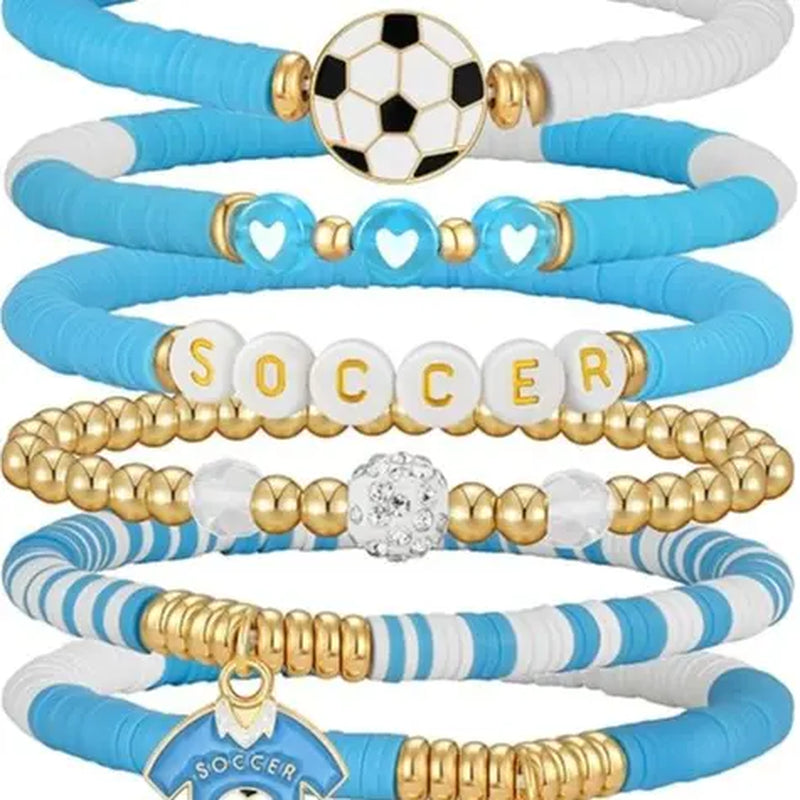 2026 World Soccer Cup Soccer Bracelets for Women Men, Stackable Soccer Jewelry Game Day Fan Accessories Gifts for USA Mexico Argentina Soccer Fans