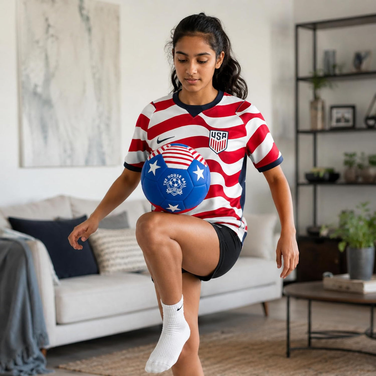 The House Ball - the Original Soft and Safe Indoor Soccer Ball Size 4 - Created for inside Your Home and Yard - No Scuffs on Walls - Realistic Feel and Weight with a Shock Absorbing Exterior