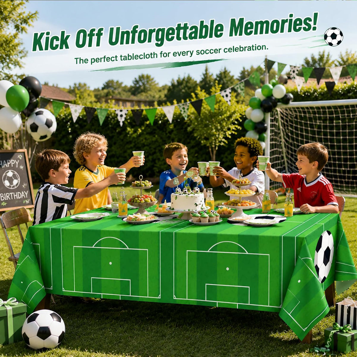 Soccer Party Decorations - 2 PCS Soccer Tablecloth | 2026 World Soccer Cup Merchandise Birthday Party Decorations - Soccer Party Favors Accessories Supplies for Indoor Outdoor Decor