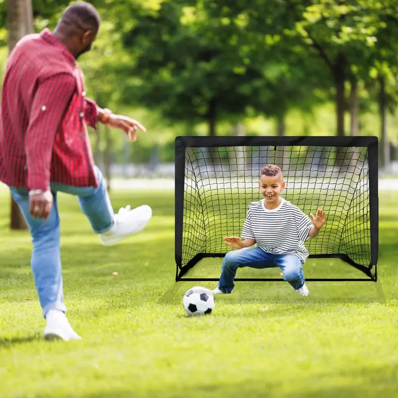 Children'S Portable Football Goals Set (2-Pack, 4X3Ft) - Foldable 450D Thick Oxfords Fabric Soccer Training Kit with Adjustable Agility Ladder, Soccer Ball, 6 Cones, Easy Assembly, Carry-Bag Ready, Skill-Enhancing