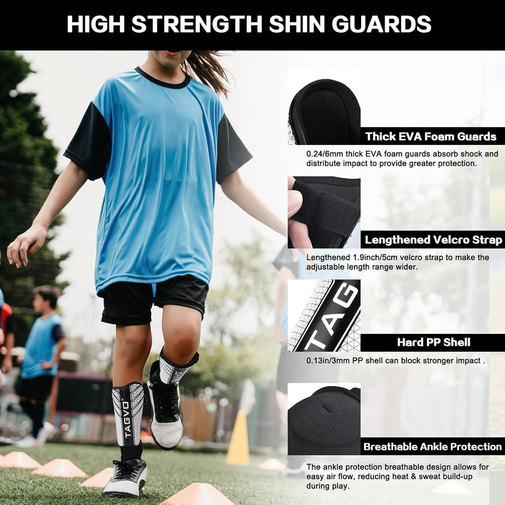 Soccer Shin Guards for Kids Youth Adults, Protective Soccer Equipment for Boys Girls Men, Soccer Shin Pads for Kids