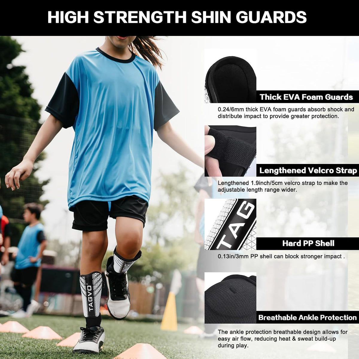 Soccer Shin Guards for Kids Youth Adults, Protective Soccer Equipment for Boys Girls Men, Soccer Shin Pads for Kids
