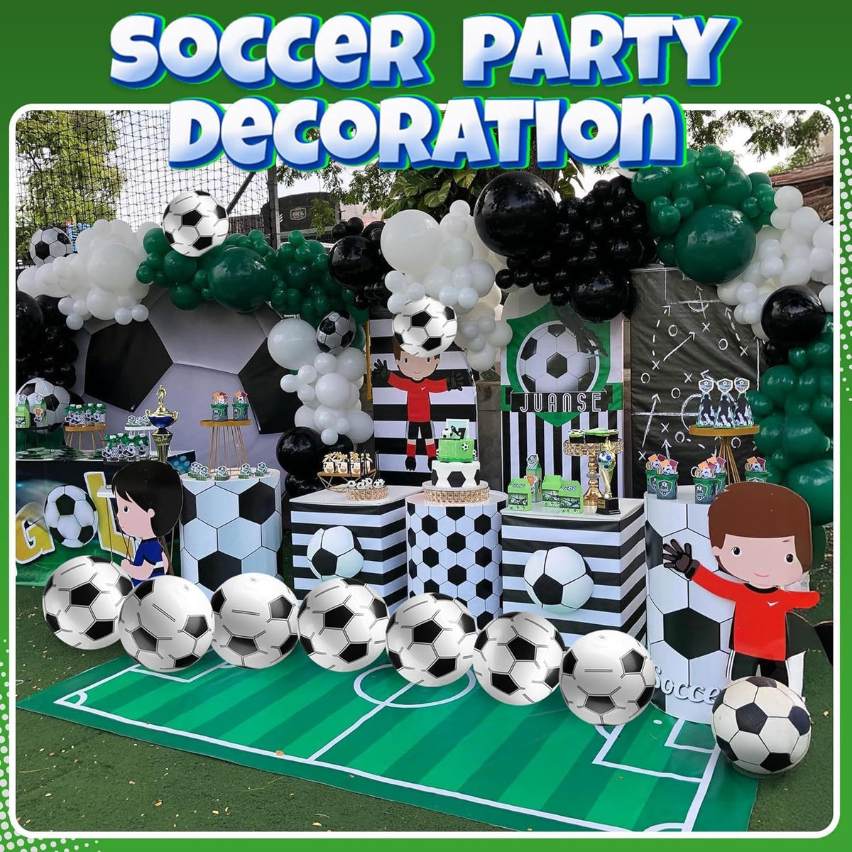 12-Pack Inflatable Soccer Balls 16-Inch, Soccer Party Beach Balls Bulk