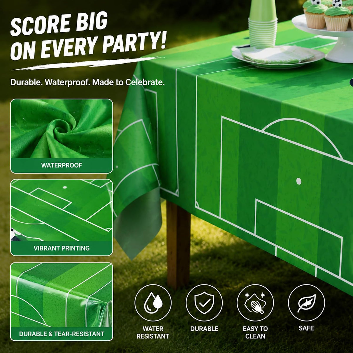 Soccer Party Decorations - 2 PCS Soccer Tablecloth | 2026 World Soccer Cup Merchandise Birthday Party Decorations - Soccer Party Favors Accessories Supplies for Indoor Outdoor Decor