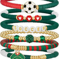 2026 World Soccer Cup Soccer Bracelets for Women Men, Stackable Soccer Jewelry Game Day Fan Accessories Gifts for USA Mexico Argentina Soccer Fans