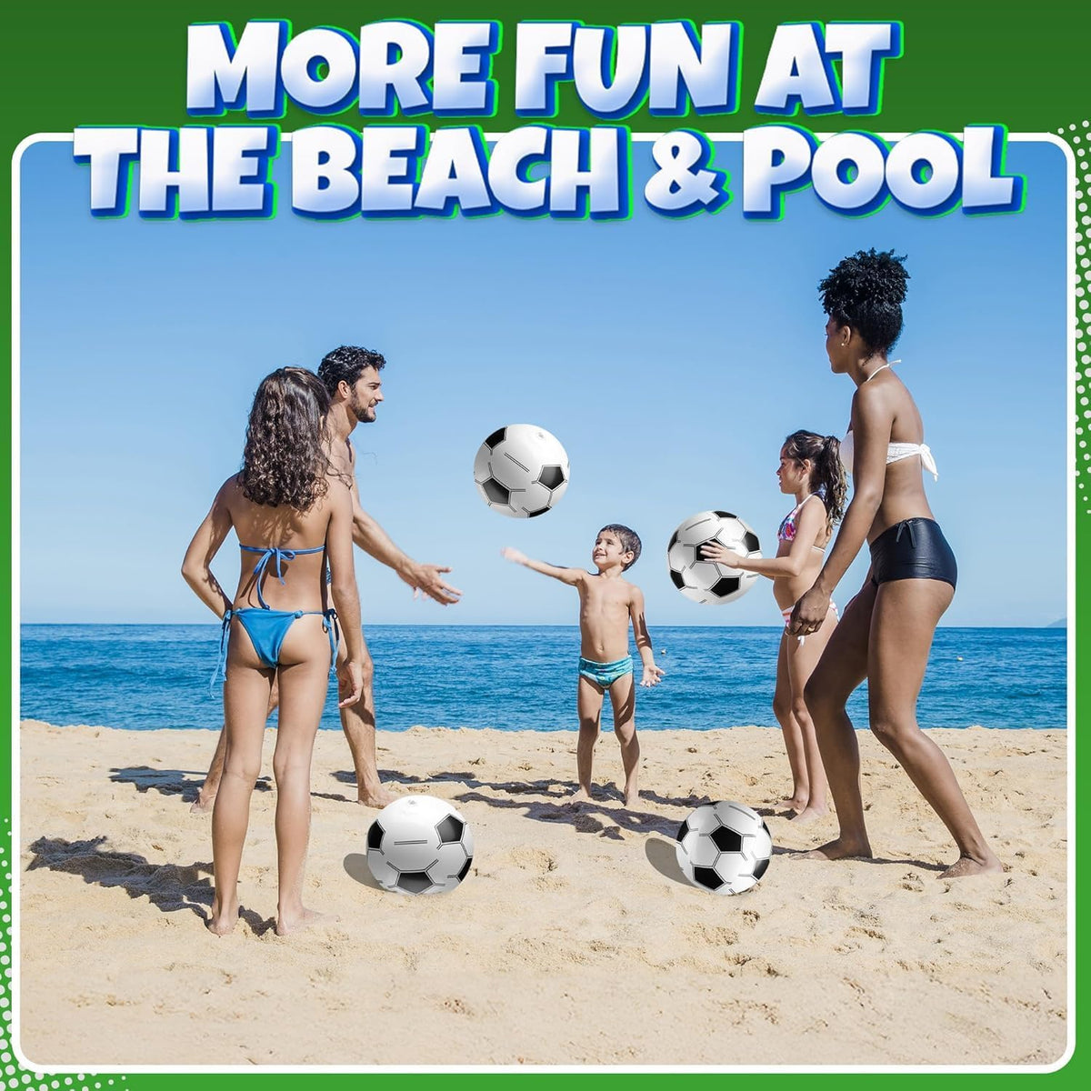12-Pack Inflatable Soccer Balls 16-Inch, Soccer Party Beach Balls Bulk